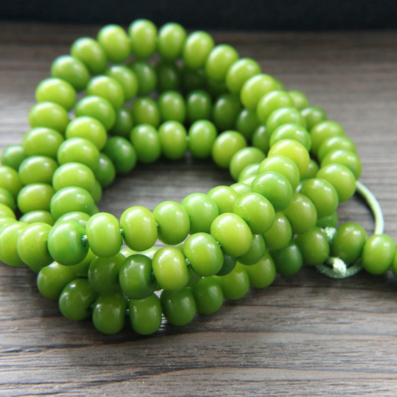 绿菩提手串算盘珠68菩提绿菩提圆珠根手链佛珠首饰配件配珠厂家