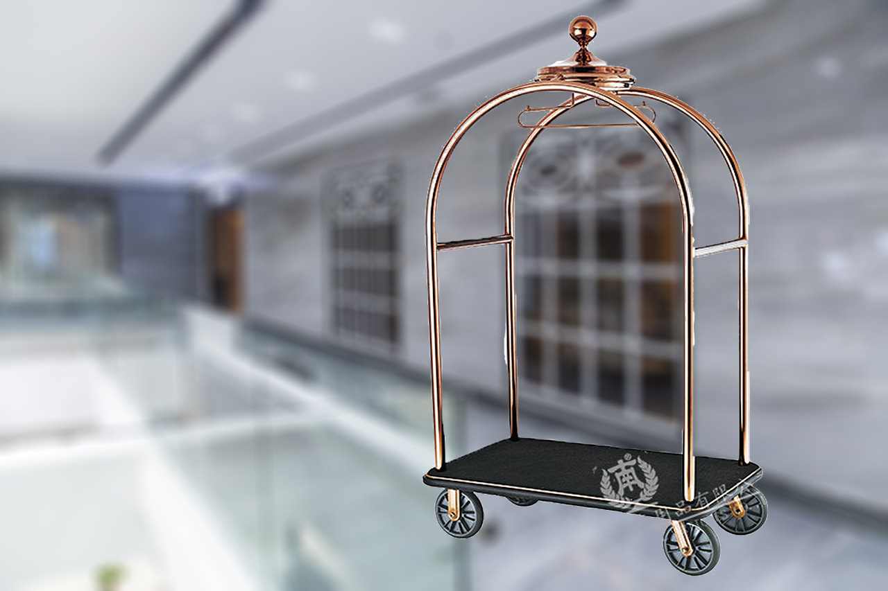 星级酒店行李车xl-9a玫瑰金机场手推车皇冕大堂旅馆行李车