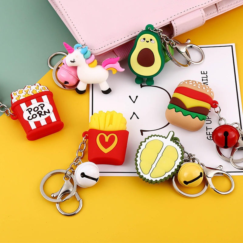 Korean Style Creative Cute Unique Key Pendants Cartoon Key Button Bag Accessories Men and Women Car Key Ring