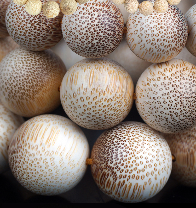 木质佛珠手串金丝楠竹佛珠鱼籽纹手珠文玩手链珠子男士批一件代发-阿