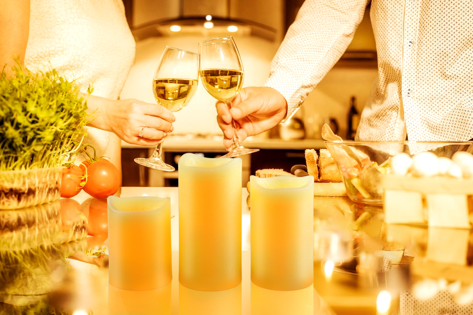 批发定时遥控斜口led电子蜡烛 象牙白三件套餐厅烛光晚餐蜡烛灯