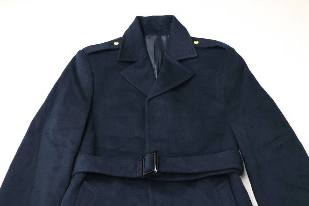 美国07海男士军官长款校尉呢子大衣 干部羊绒羊毛藏青防寒式风衣