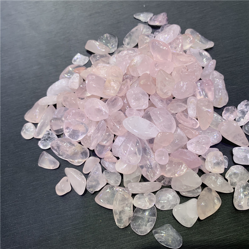 天然粉水晶碎石 天然装粉晶碎料鱼缸石100克价