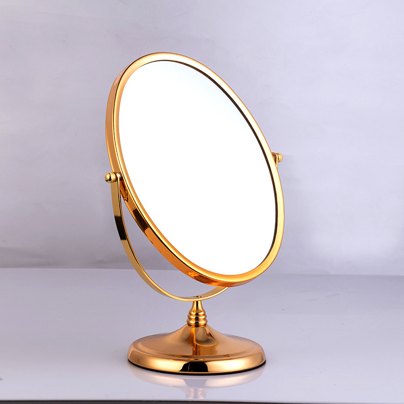 厂家直销金色台式双面镜眼镜店珠宝柜台可旋转椭圆高清银镜镜子
