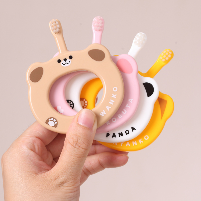 婴儿童牙刷幼儿训练乳牙刷宝宝牙刷 幼儿清洁软毛手环形 防掉牙刷