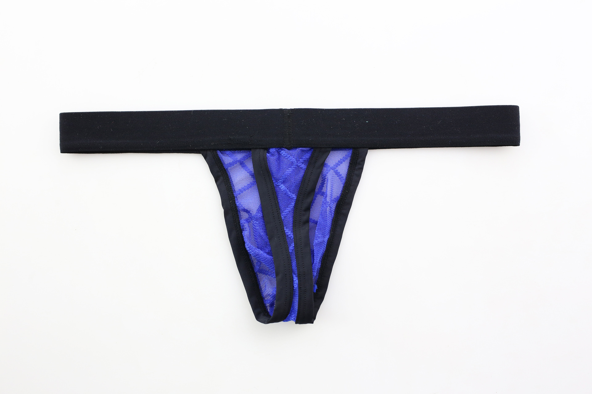 男士内裤大网格透明网纱丁字裤低腰性感内裤男士情趣裤