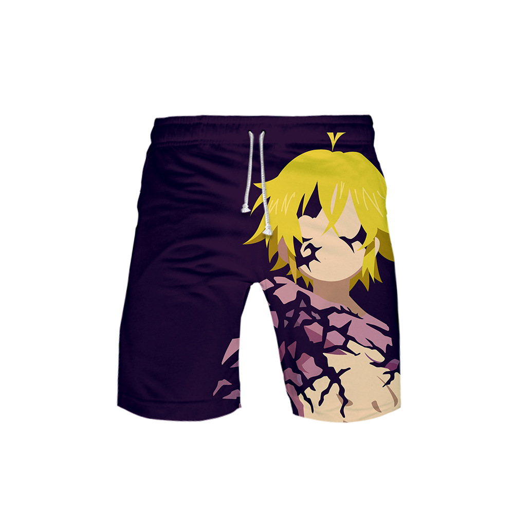 厂家 日本漫画 七大罪 周边时尚潮流3d彩印短裤沙滩裤-阿里巴巴