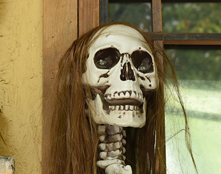 万圣节道具酒吧鬼屋装饰密室逃脱恐怖恶搞发光骷髅头墓碑骨架摆件