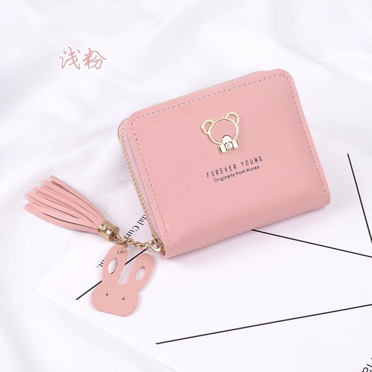 2023 New Ladies' Purse Short Cute Japanese and Korean Bear Zipper Wallet Coin Purse Mini Small Bag Card Holder