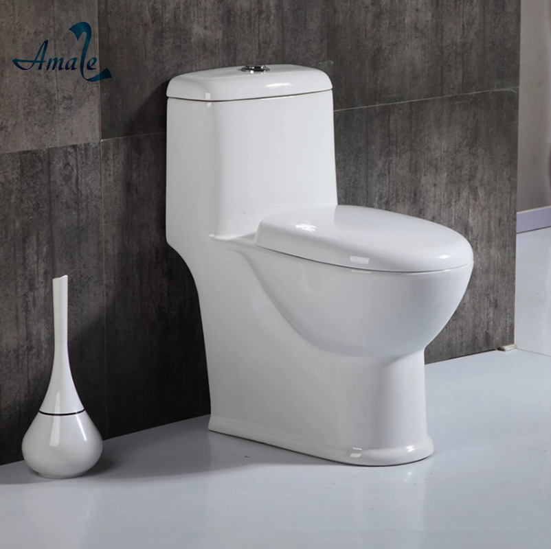 白色连体式陶瓷普通坐便器节水工程跨境出口抽水马桶普通座便器