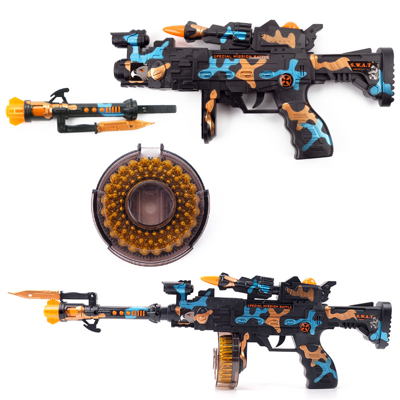 儿童户外电动玩具八音枪 声光音乐震动版电动玩具语音枪 地摊热卖