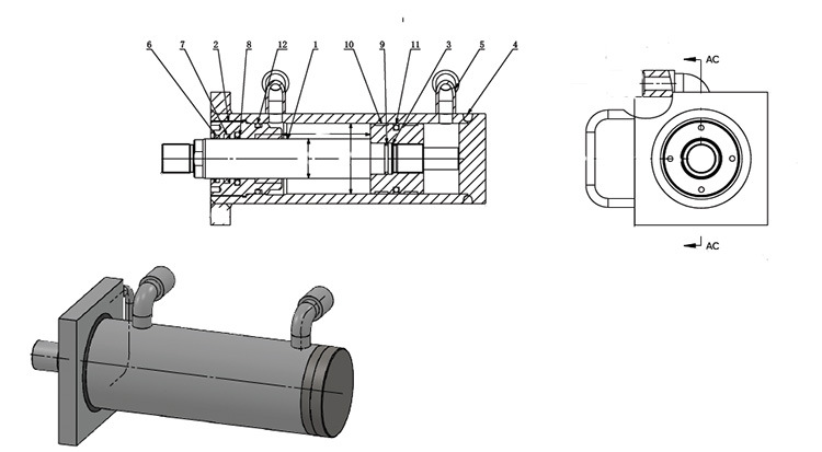 液压油缸40缸径小型双向升降2t油缸严格试压定做油顶工程油缸