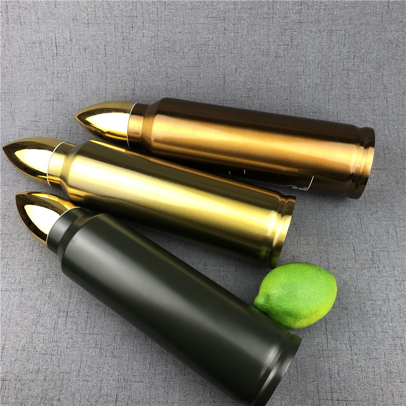 创意不锈钢真空子弹头炮弹杯男士个性礼品杯定制军旅风格水壶定制