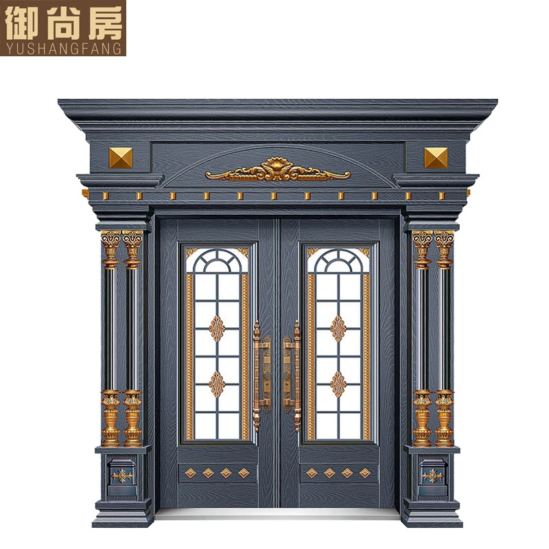 农村别墅大门进户门欧式中式仿真铜阳台钢化玻璃入户大门厂家直供