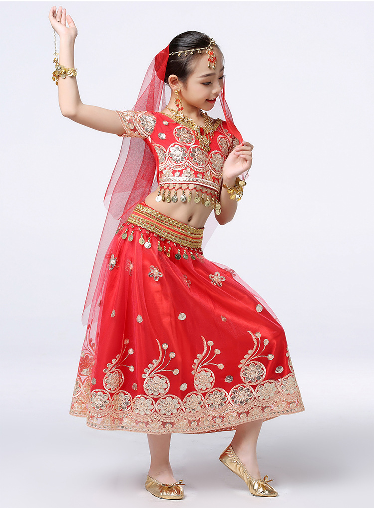 印度纱丽舞蹈服装六一儿童女肚皮舞演出服女童表演服装民族风年会