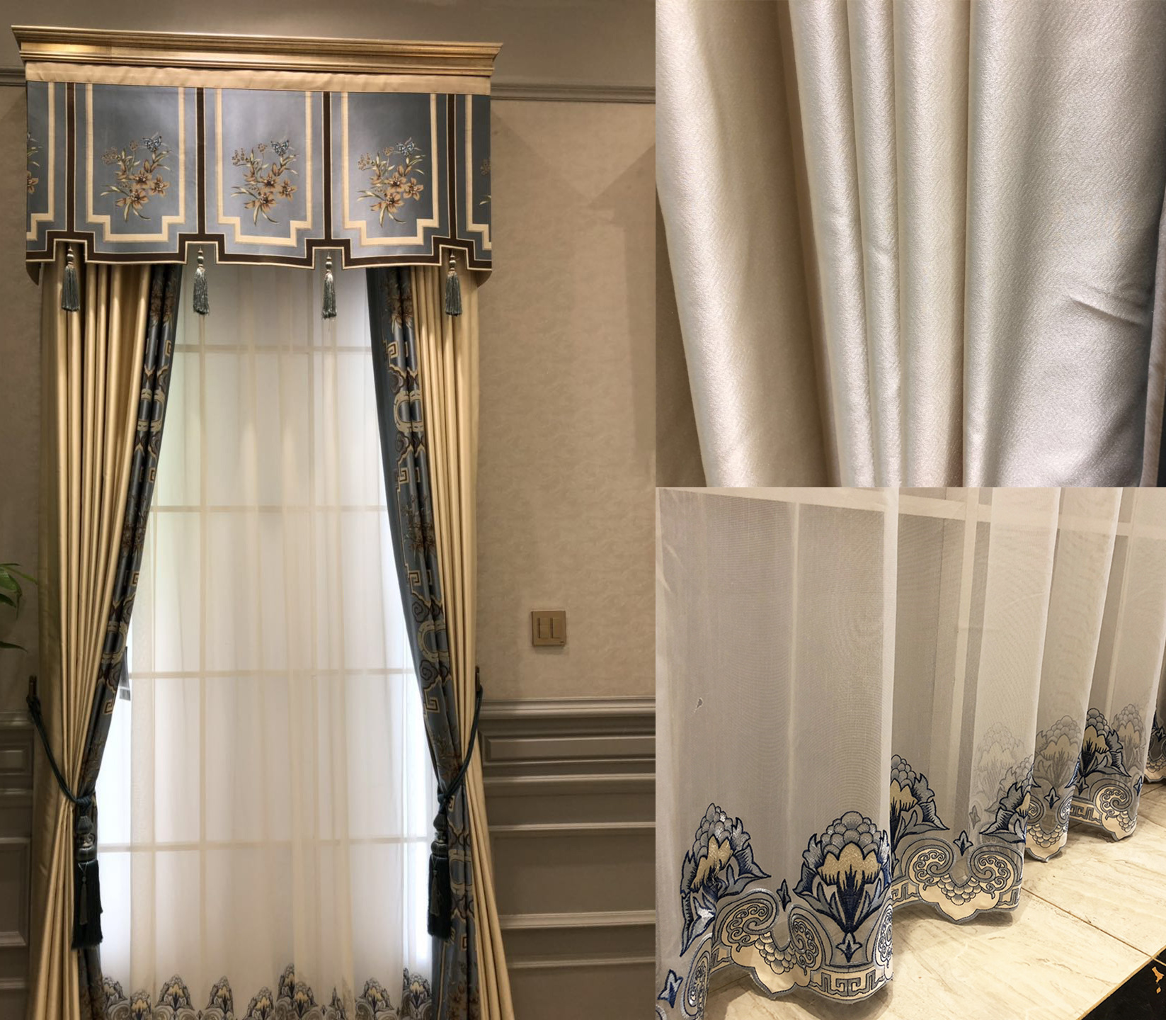 厂家新款典雅中式高精密提花窗帘客厅卧室成品定制窗帘