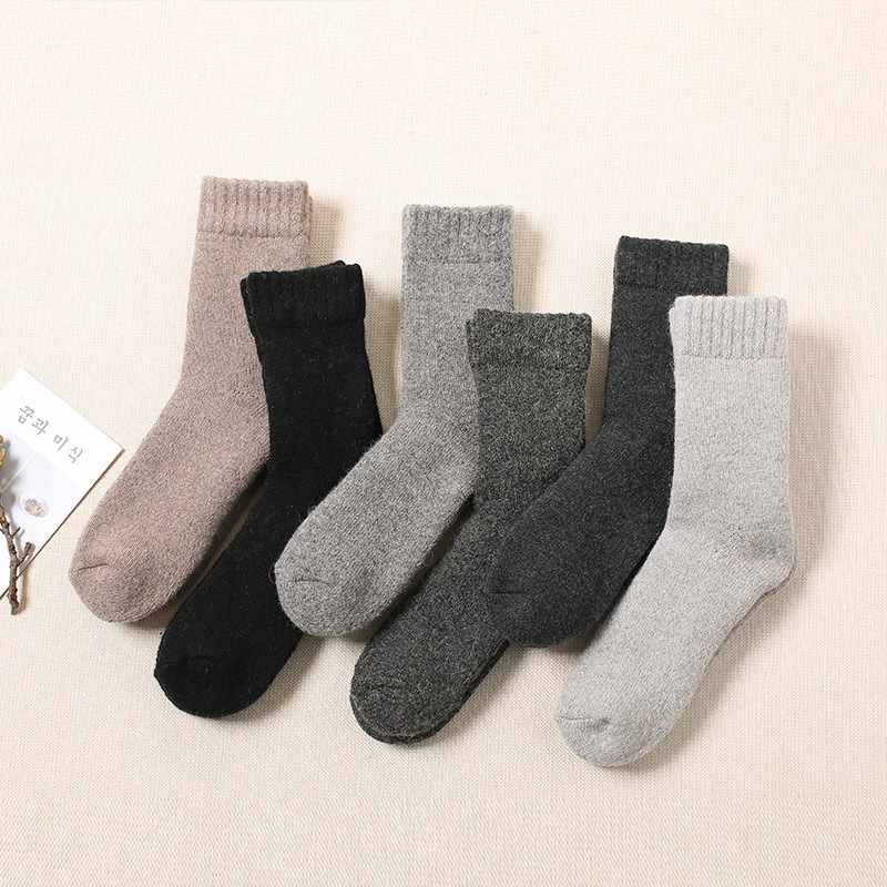 Winter Super Thick Wool Socks for Men and Women Warm Wool Socks Thickened Fleece-Lined Terry Sock Solid Color Wool Socks