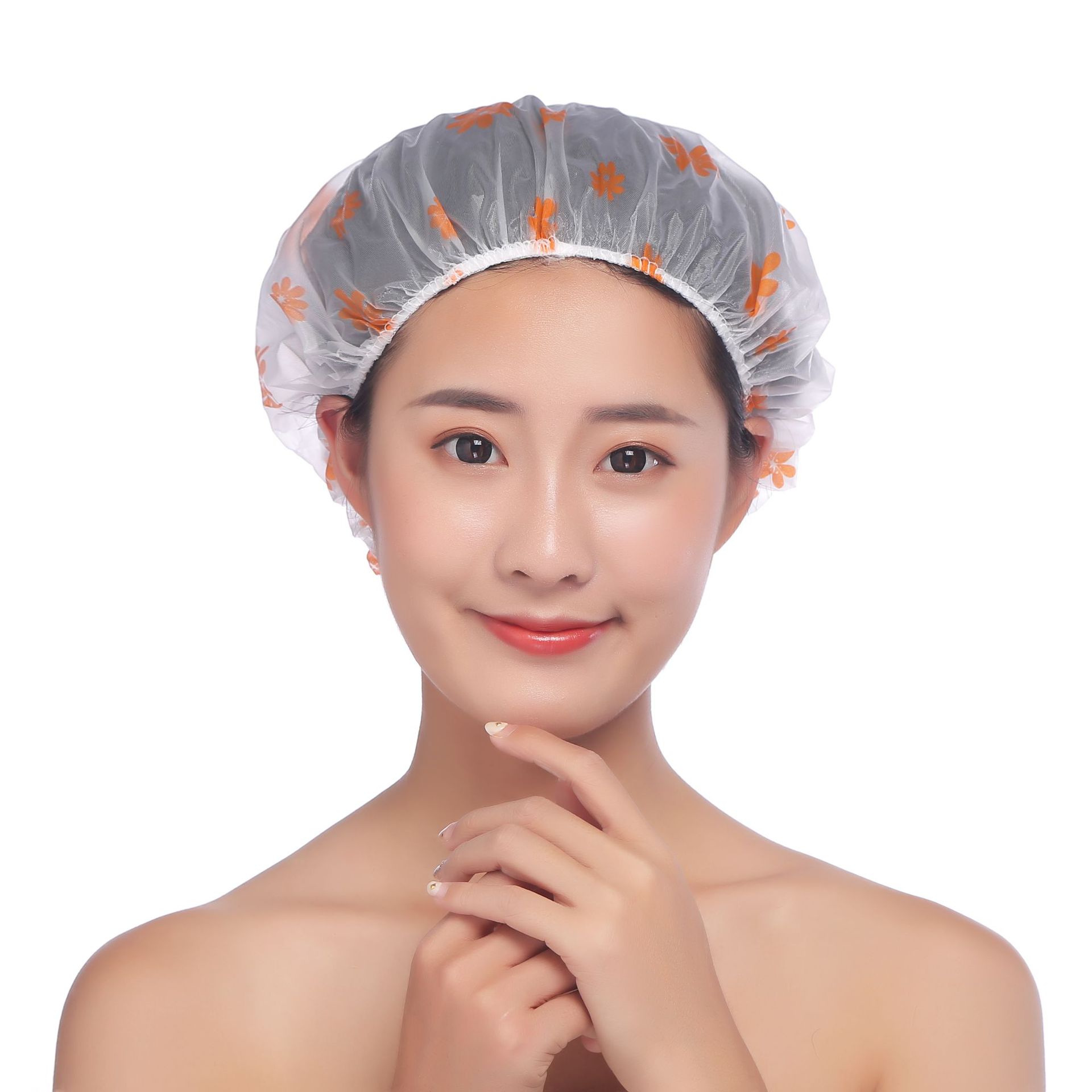 通用浴帽 加大pe浴帽 防水浴帽 印花成人小花朵一次性浴帽批发