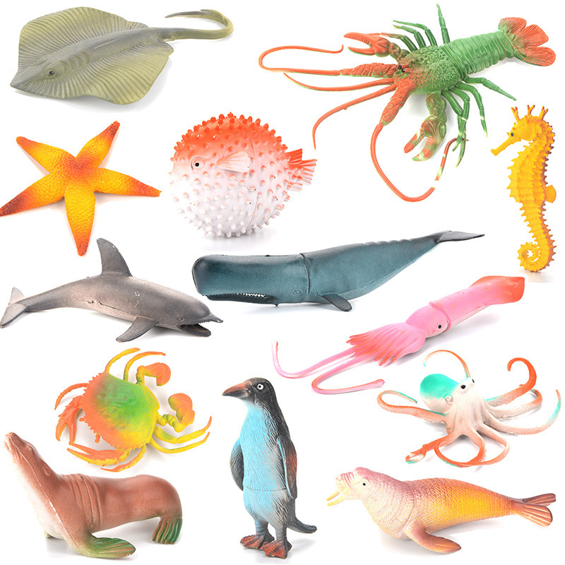 海洋动物模型仿真儿童玩具水底海洋世界过家家软搪胶大号摆件套装