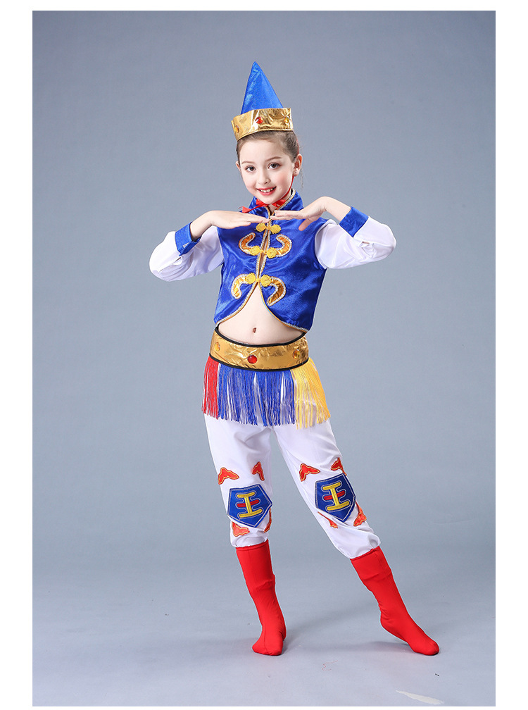 马蹄哒哒儿童蒙族表演服少数民族服蒙古舞蹈服女童筷子舞演出服装