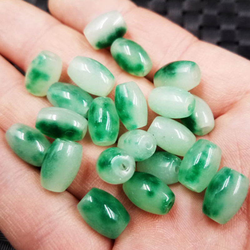 玉龙玉器飘花玉珠翠绿米珠散珠手链项链编织珠戒指珠子批发-阿里巴巴