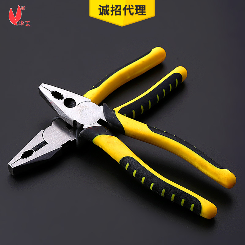 Manufacturers Supply Huahong 8-Inch Wire Cutter 45# Steel Multi-Functional Flat-Nose Pliers Labor-Saving Vice Wholesale Hand Tools