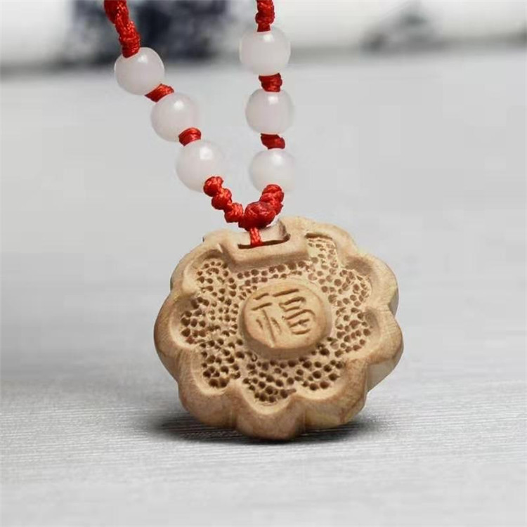 正宗桃木雕刻宝宝平安福锁手工小挂件钥匙链宝宝饰品diy小饰品