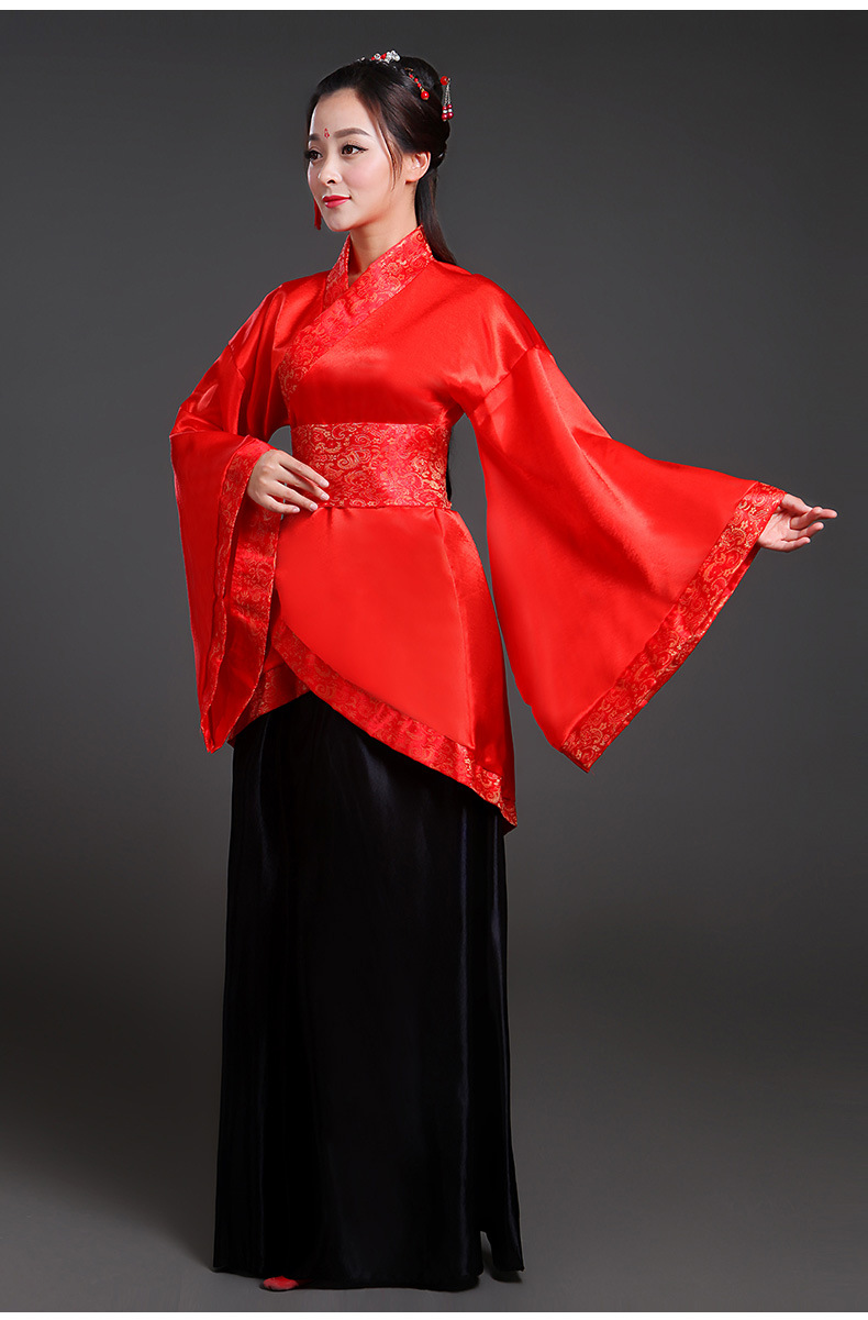 新款古装改良汉服女春季写真古筝演出服古代女装襦裙曲裾表演服装