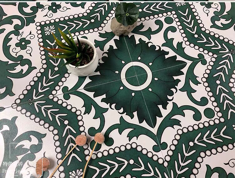 摩洛哥墨绿色花砖网红拼花卫生间瓷砖餐厅防滑厨房地砖阳台墙砖30