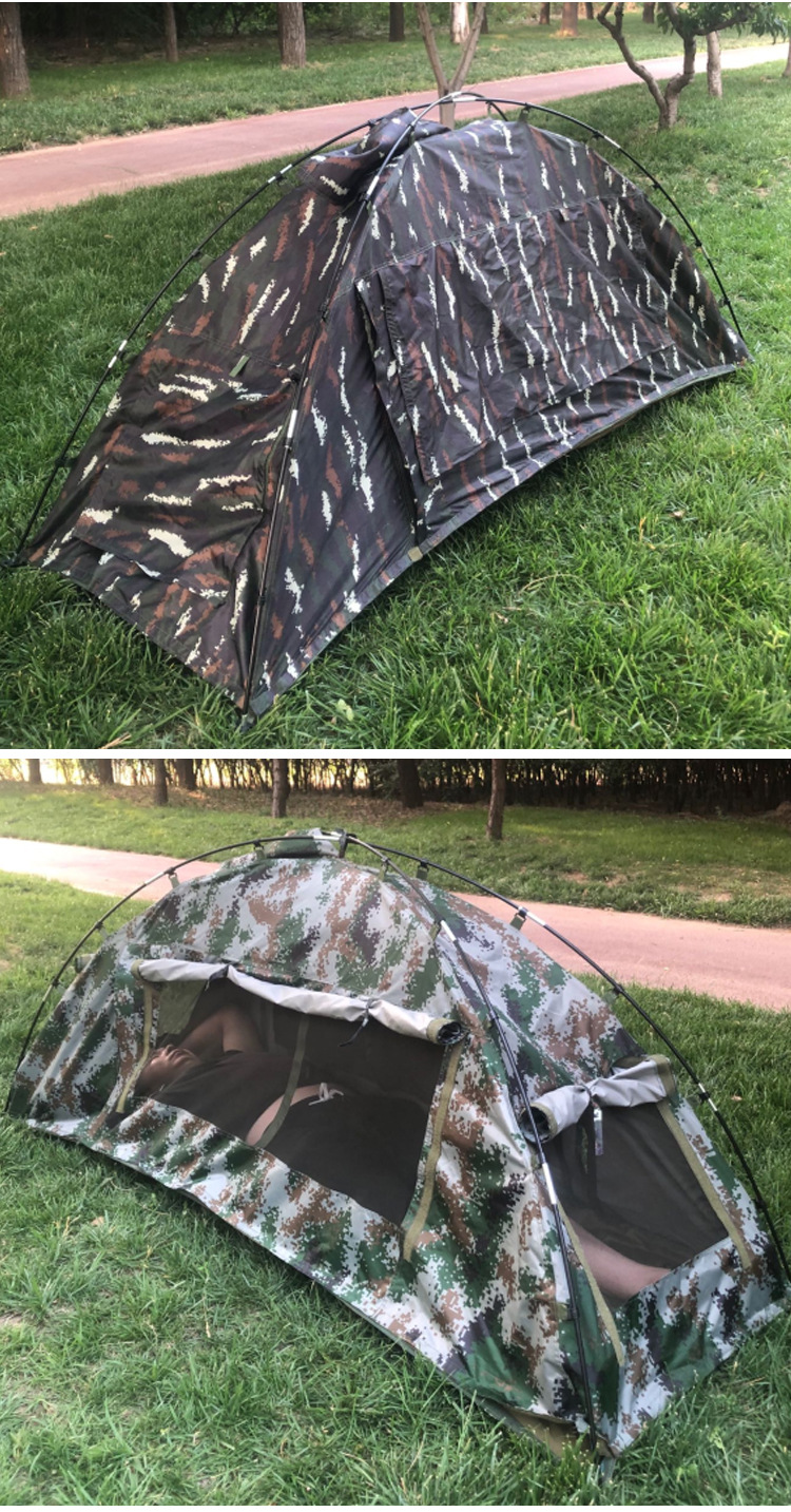 厂家供应数码迷彩帐篷防暴雨单人帐篷上新雨衣式单兵帐篷现货批发