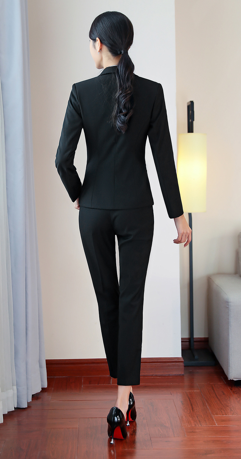 2019时尚百搭职业女装白领工作服ol口袋哔叽毛料九分小脚裤