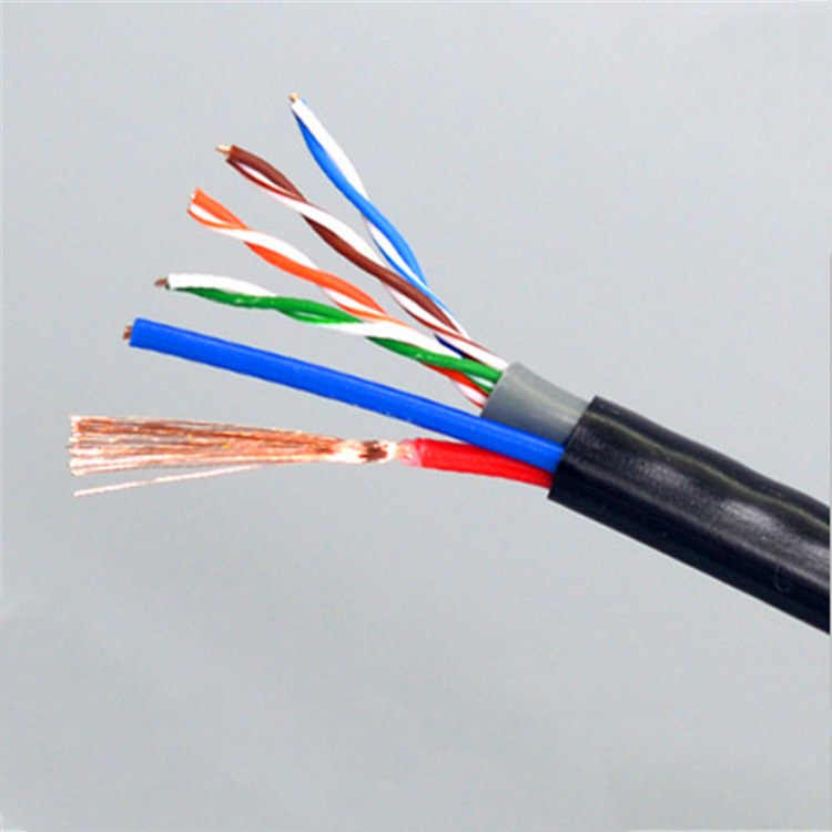 厂家直销4芯8芯网线加2芯rvv电源线 室内外综合一体线