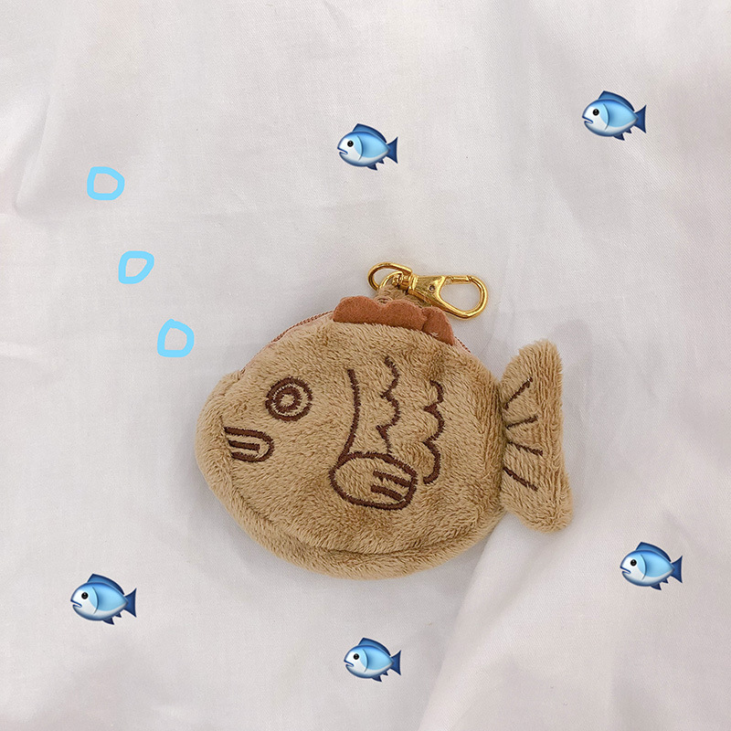 Japanese Cute Creative Plush Bream Modeling Bag Small Pendant Children's Fun Coin Purse Coin Bag Wrist Bag Couple