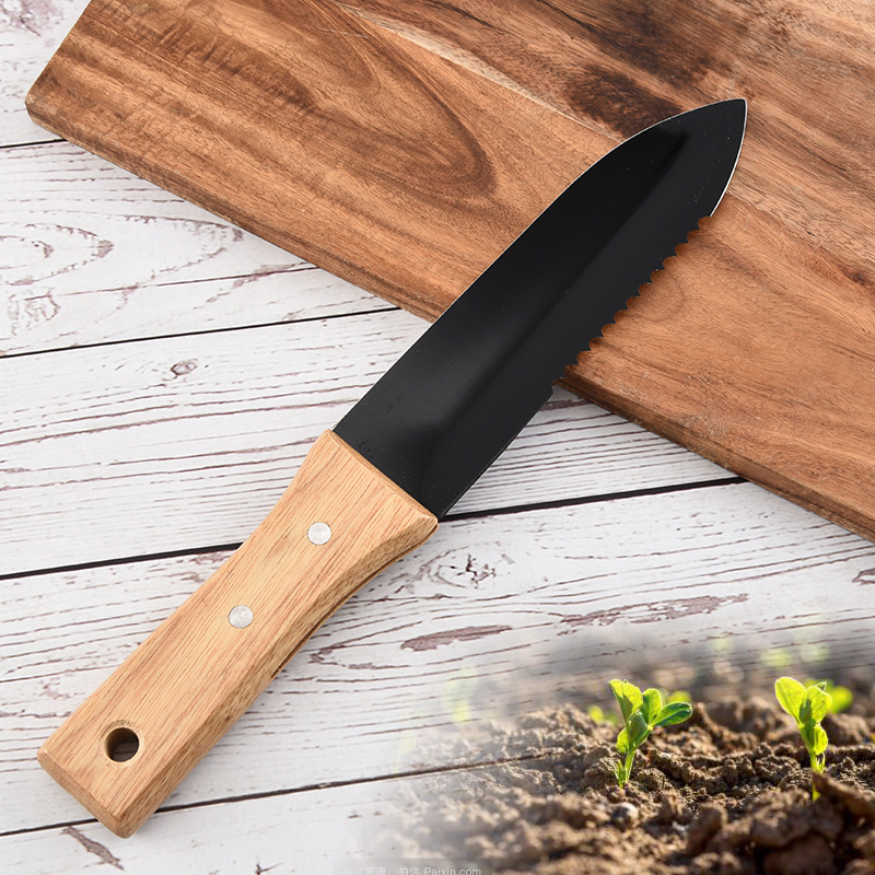 厂家热卖不锈钢挖土铲松土铲挖土刀锯齿刀园艺铲户外多功能小刀