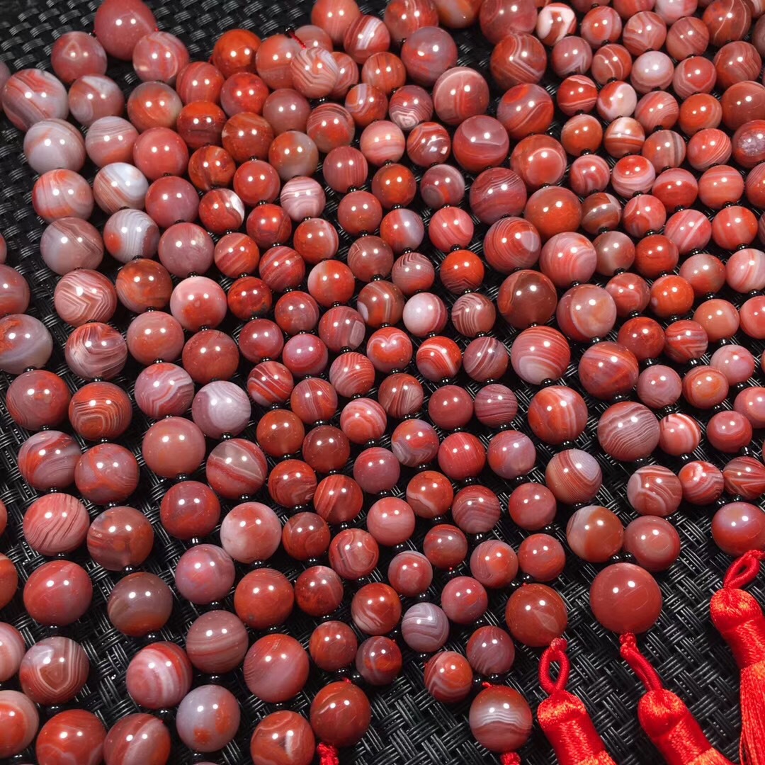 可塘南红玛瑙手持 红白相间 可塘四川九口料 干净红润 厂家直销