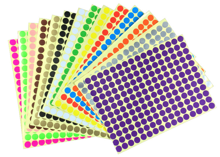 彩色圆点标贴 圆形颜色标签 圆形不干胶标签 圆点色标颜色贴纸