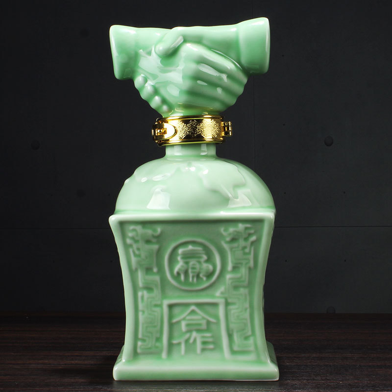 景德镇陶瓷3斤装影青合作共赢酒瓶高密封酒具酒坛子