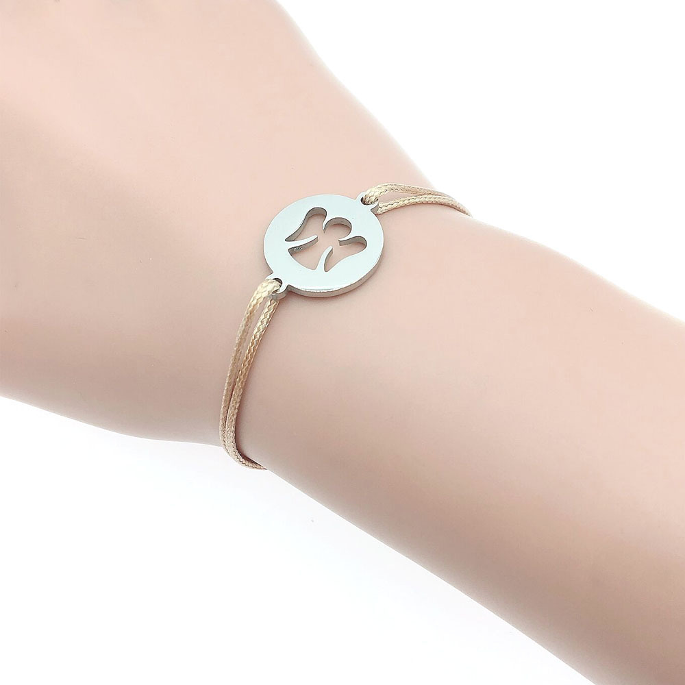 天使吊坠不锈钢可调节绳子手链angel baby charm cord bracelet