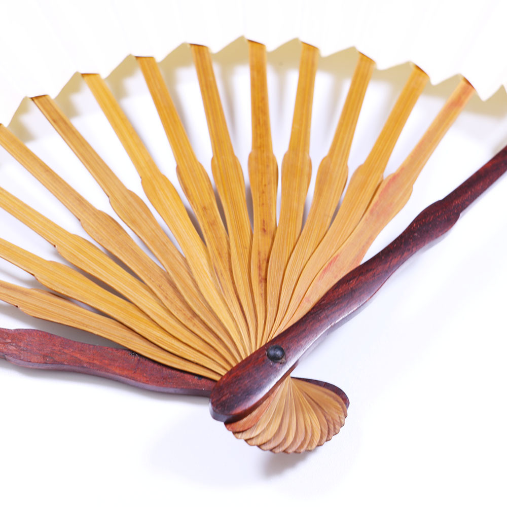 批发一尺半木15股盒装苏工宣纸折扇 酸枝红木扇子乌木鸡翅木纸扇