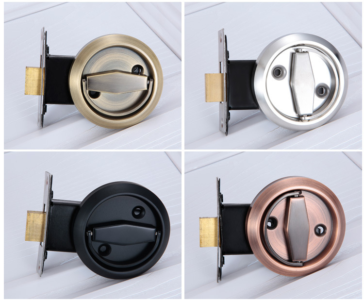 304不锈钢暗锁单面移门隐形门背景墙拉环锁暗藏式暗装嵌入拉手锁