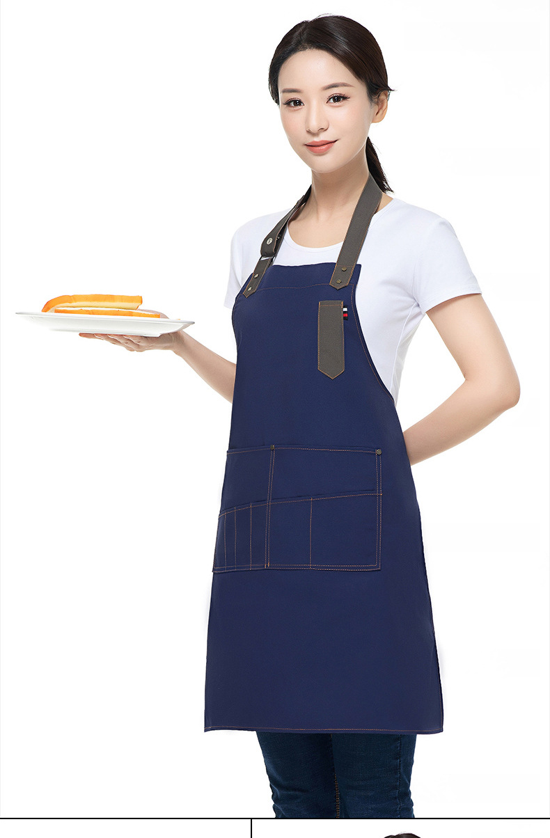 帆布围裙防水定制印字奶茶咖啡店烘焙餐厅美甲韩版时尚男女工作服