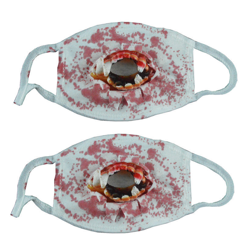鬼节装扮口罩 愚人节恐怖假牙血口罩万圣节圣诞节表演派对道具