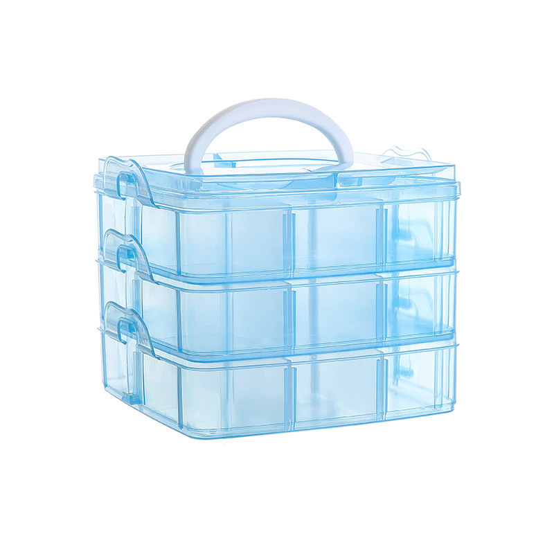 Small Three-Layer 18-Grid Portable Jewelry Storage Box Hardware Tool Accessories Storage Box Lego Toy Storage Box