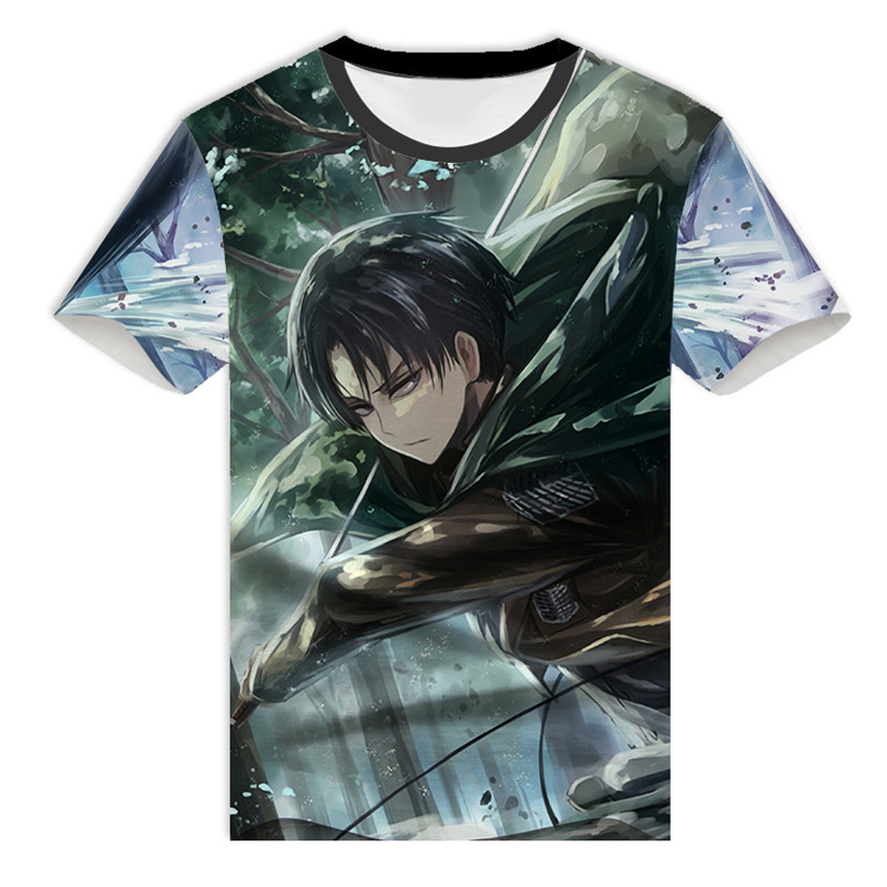 进击的巨人 艾伦动漫周边衣服t恤短袖全彩男女学生半袖外贸pu27