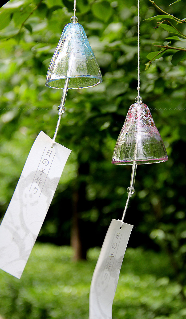 日式玻璃风铃家居装饰津轻创意风铃石冢硝子彩绘挂饰和风手工风铃