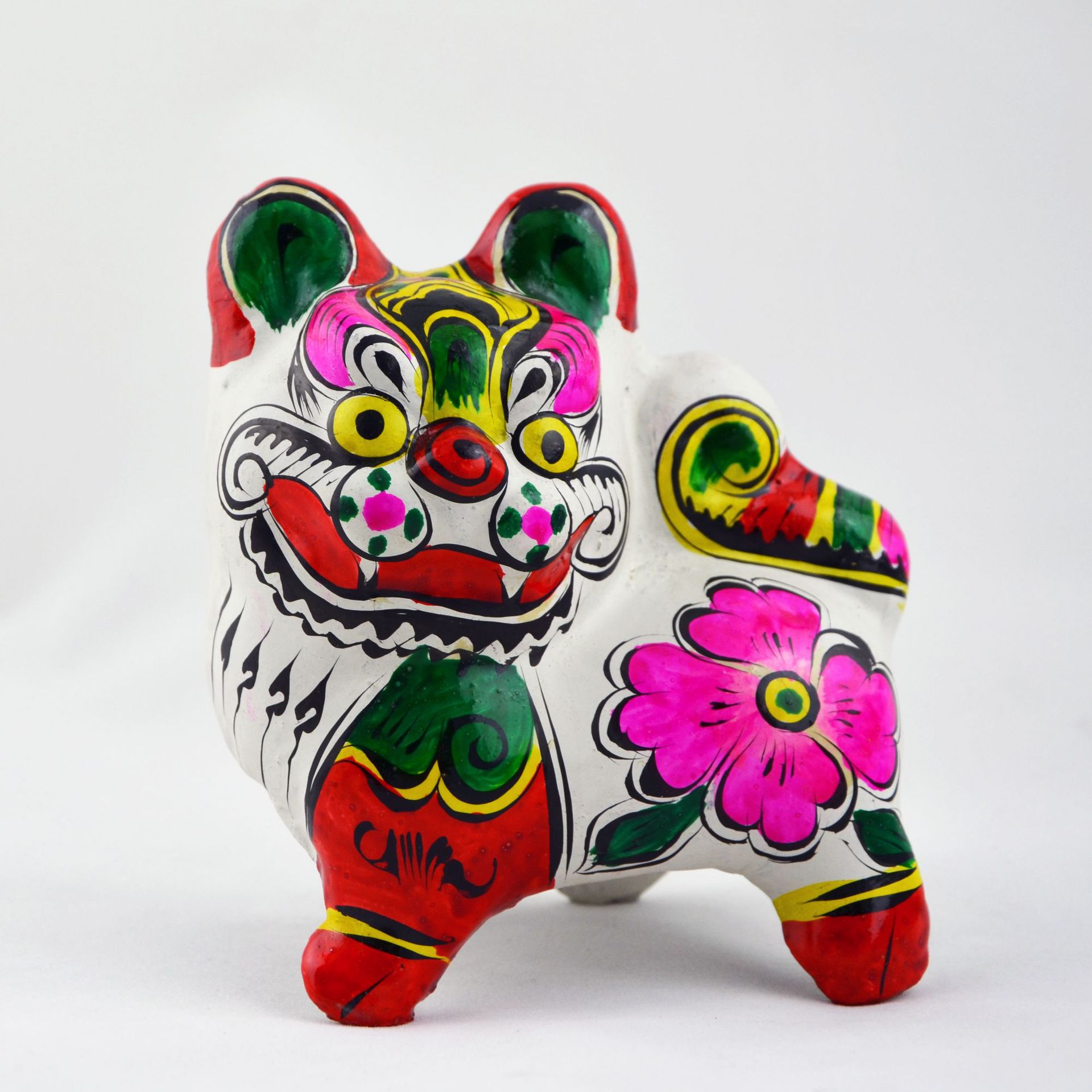 西安年货出国12生肖凤翔泥塑彩色虎摆件非遗文化企业年货礼品摆件