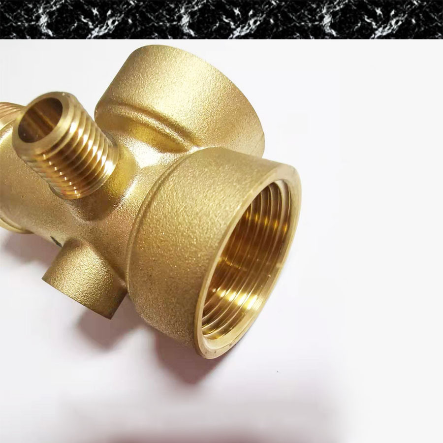 玉环铜阀门黄铜五通管件全铜管道接头1寸80mm带2分五通接头