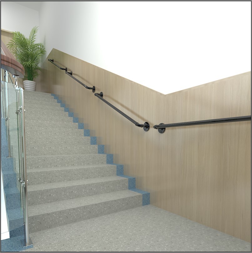 铁艺水管简约现代楼梯扶手护栏家用墙上扶手老人儿童室内外栏杆