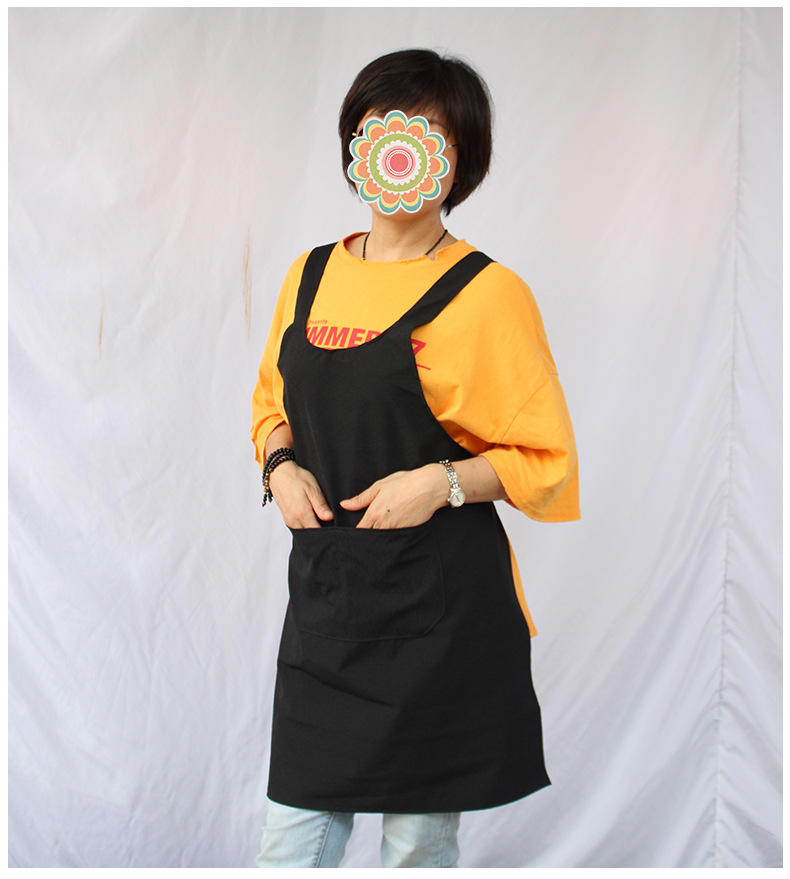 纺织厂背带围裙黑色饭单织布工围裙棉纺厂纺纱女工围兜防水围裙