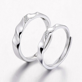 s925纯银正品情侣对戒韩版时尚男女戒指一对通体银饰情人节礼物